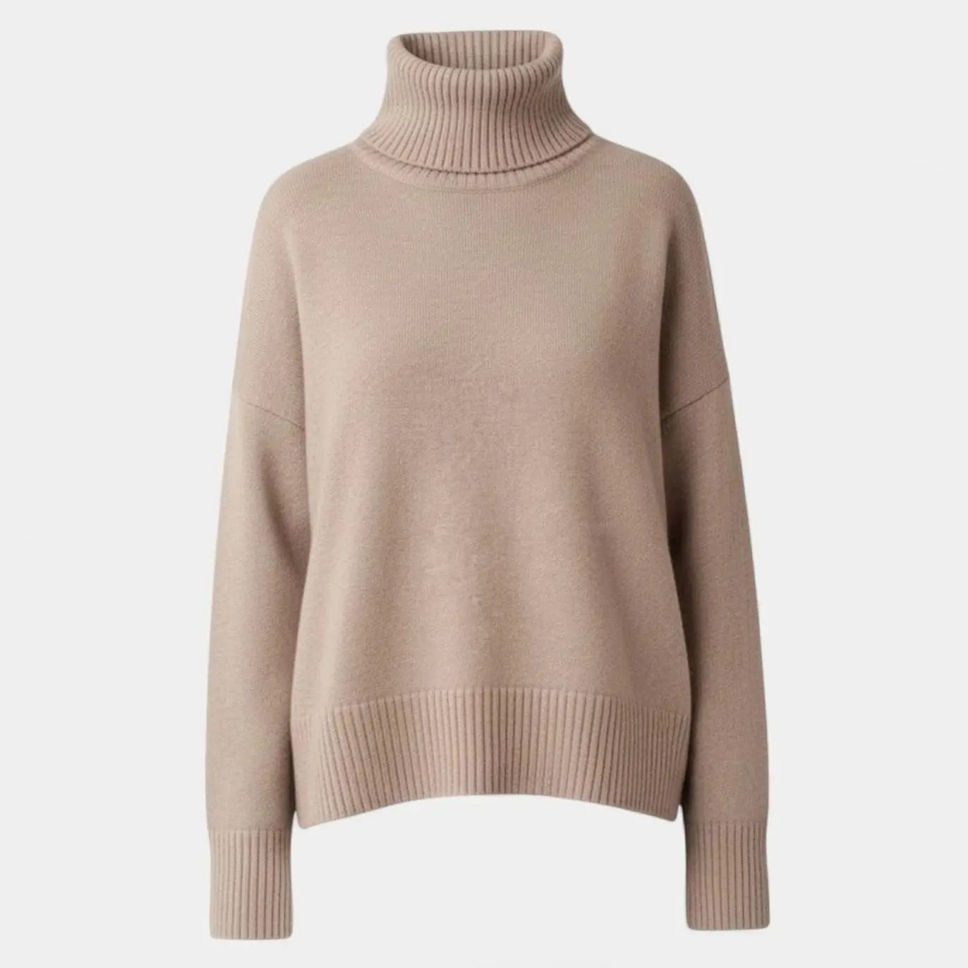Women's Oversized Chunky Turtleneck Knit Sweater - Khaki