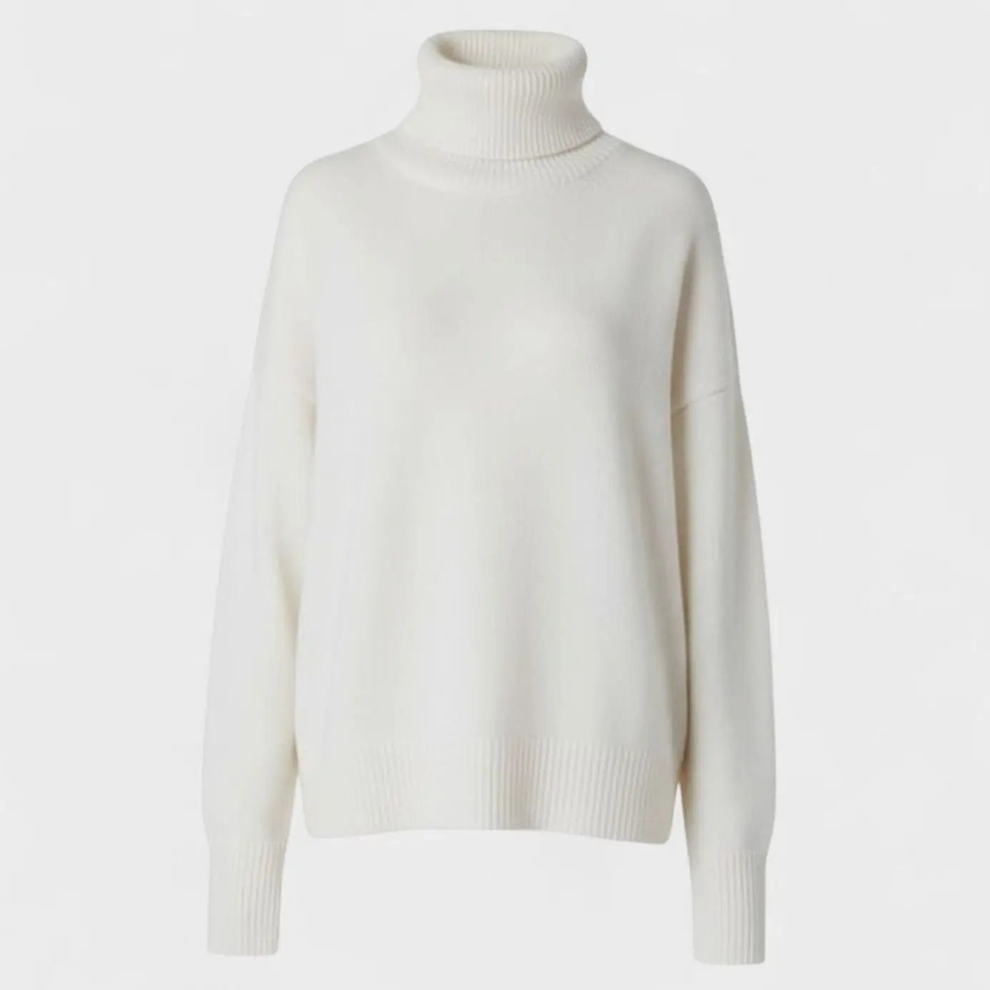 Women's Oversized Chunky Turtleneck Knit Sweater - White