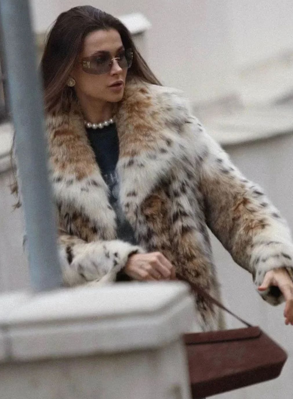 Women's Oversized Faux Fur Animal Print Short Coat