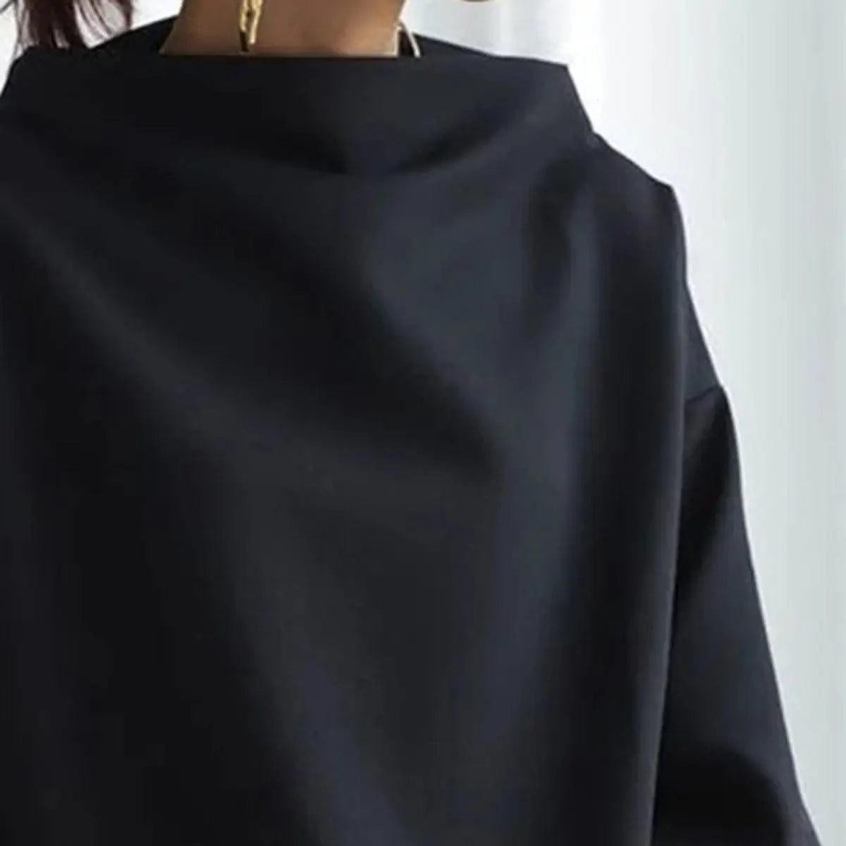 Women's Oversized High-Neck Knit Sweater Relaxed Pullover Top