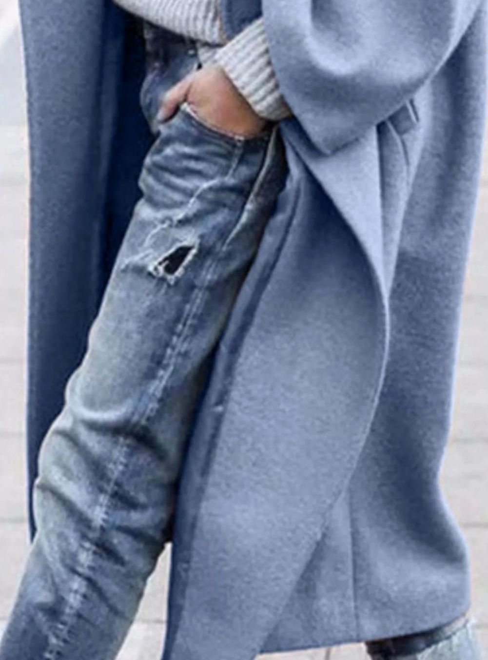 Women's Oversized Long Wool Coat Single-Breasted Winter Coat
