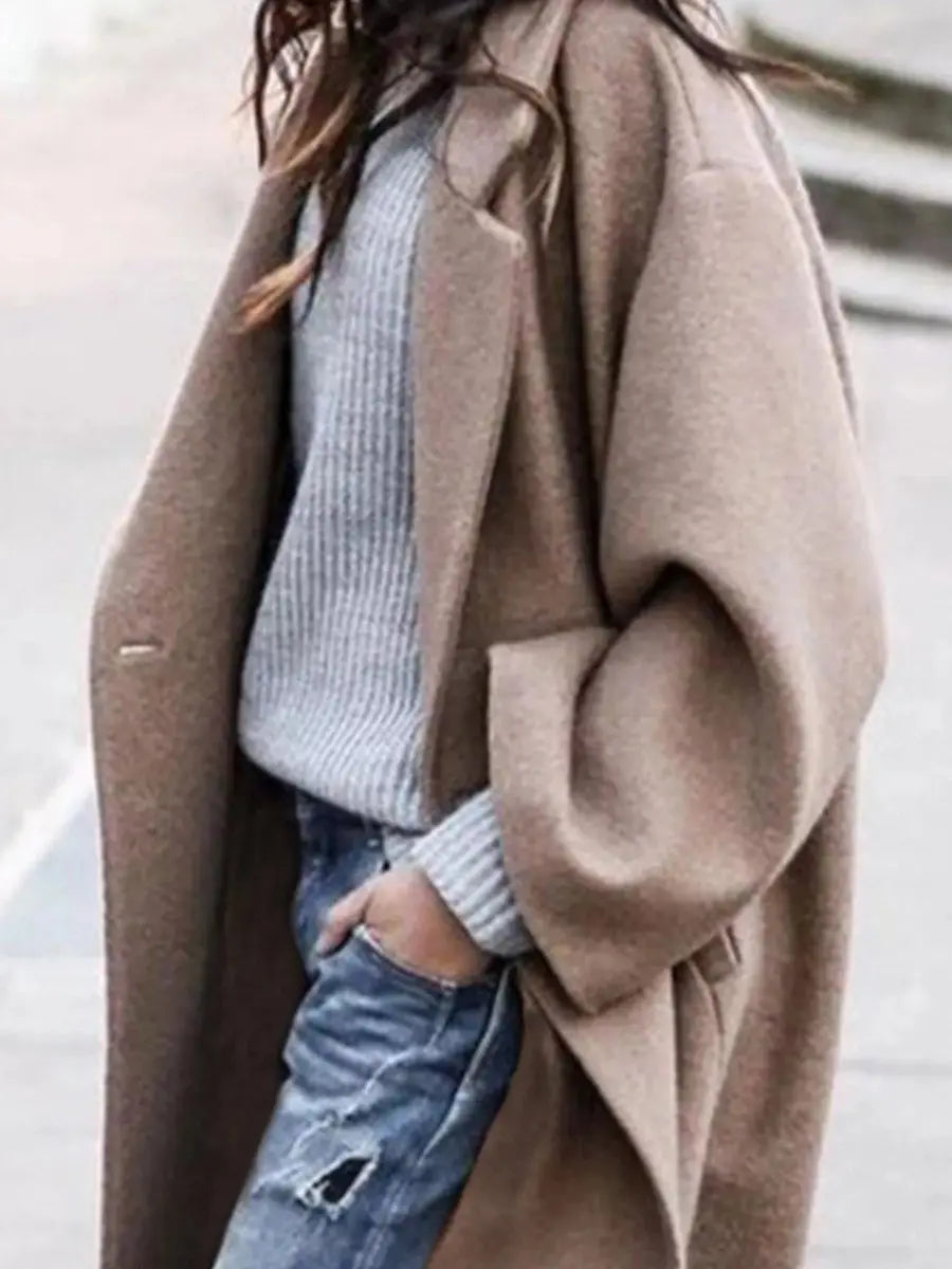 Women's Oversized Long Wool-Look Winter Coat Jacket