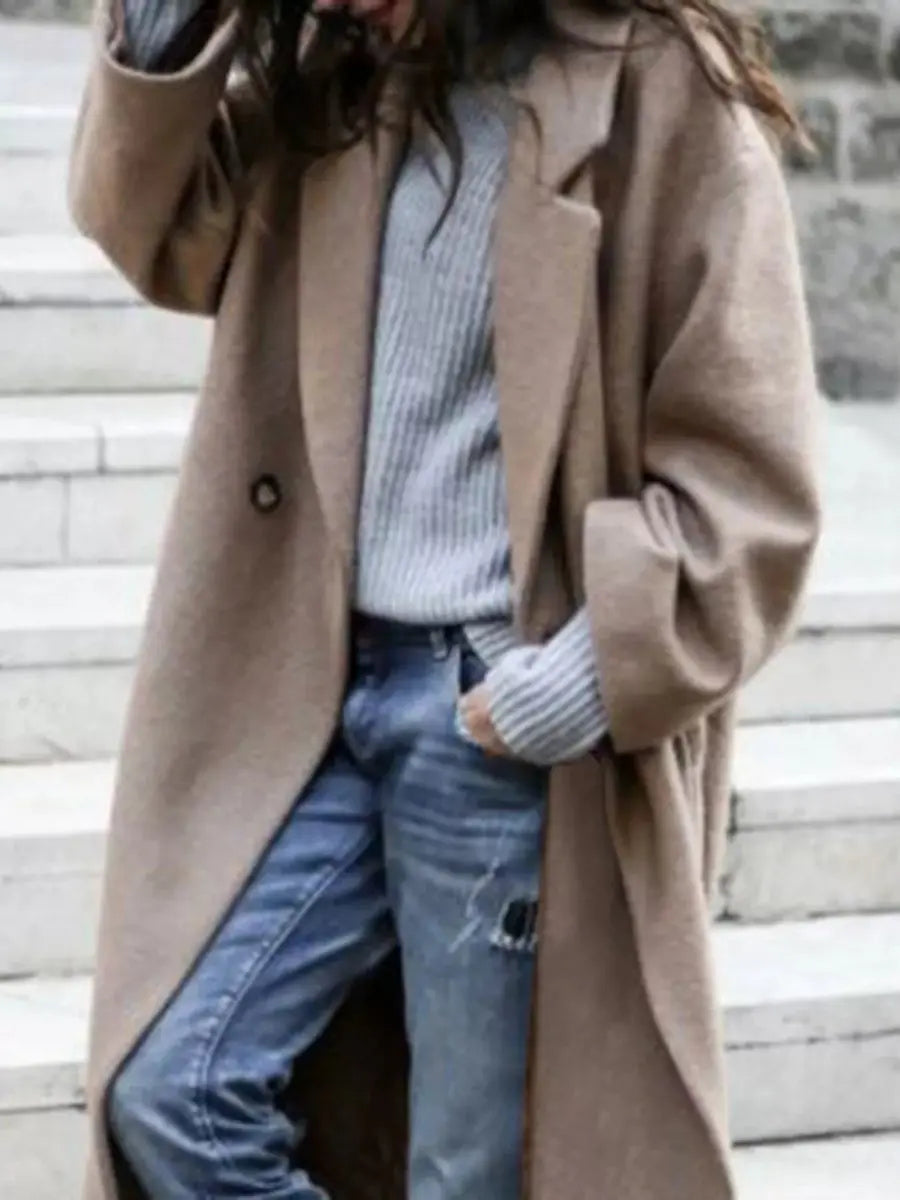 Women's Oversized Long Wool-Look Winter Coat Jacket