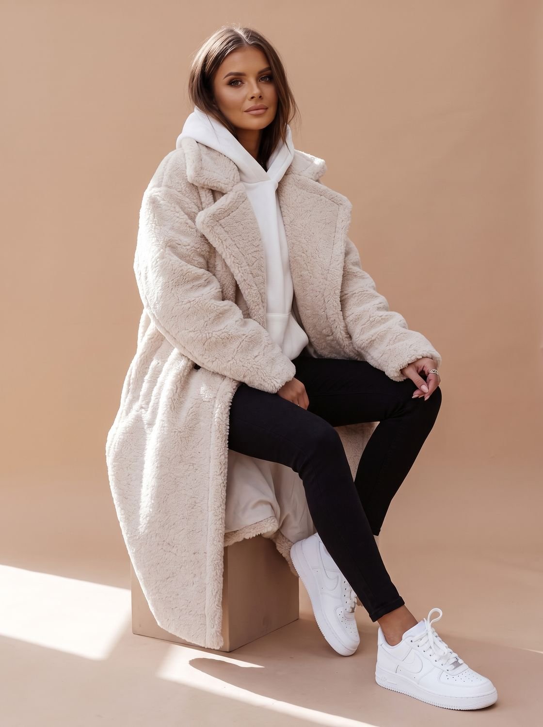 Women's Oversized Teddy Faux Fur Long Winter Coat