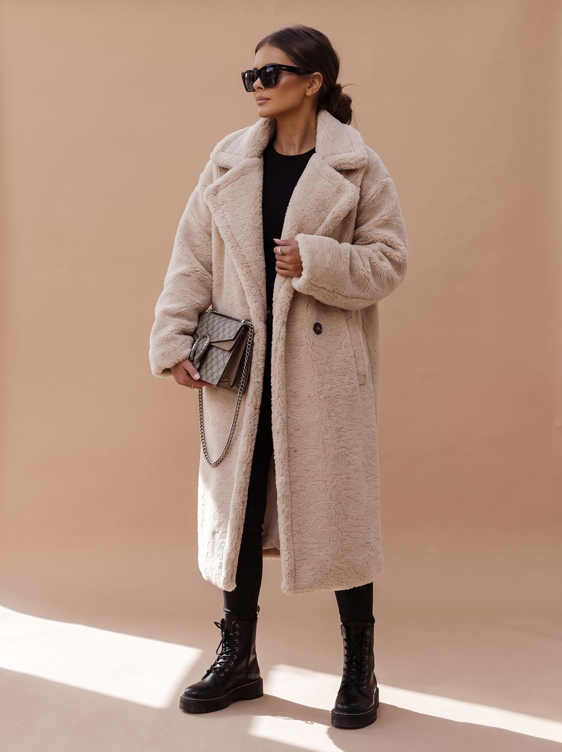 Women's Oversized Teddy Faux Fur Long Winter Coat
