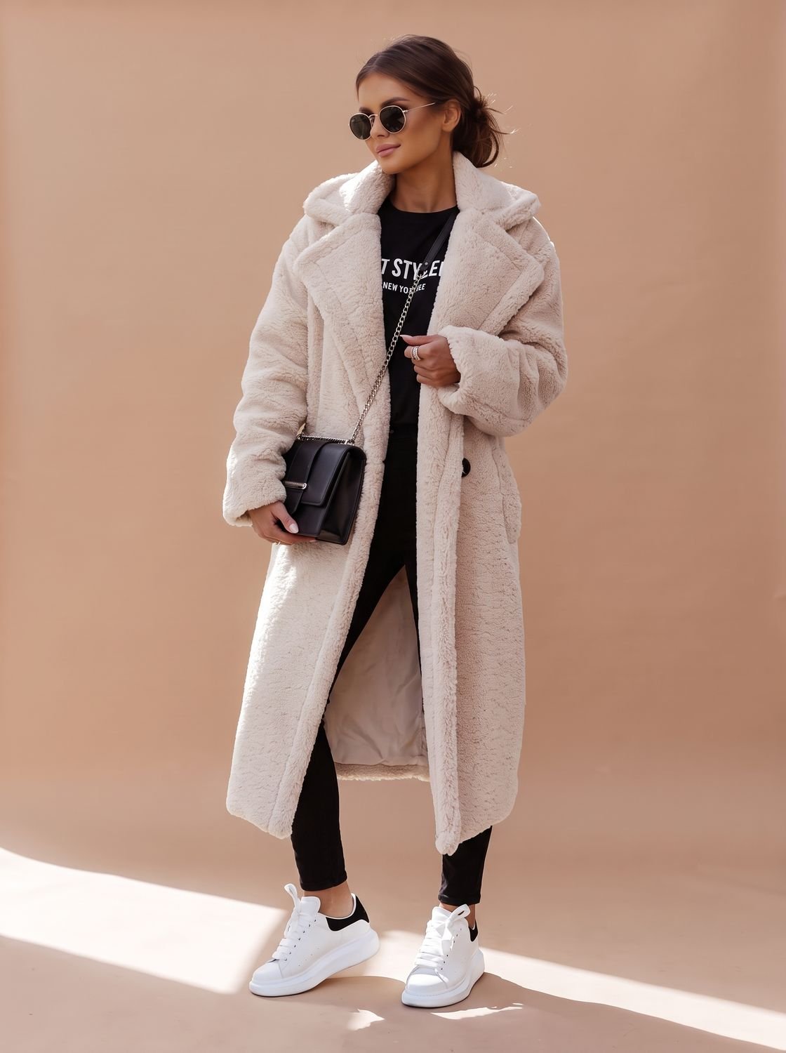 Women's Oversized Teddy Faux Fur Long Winter Coat