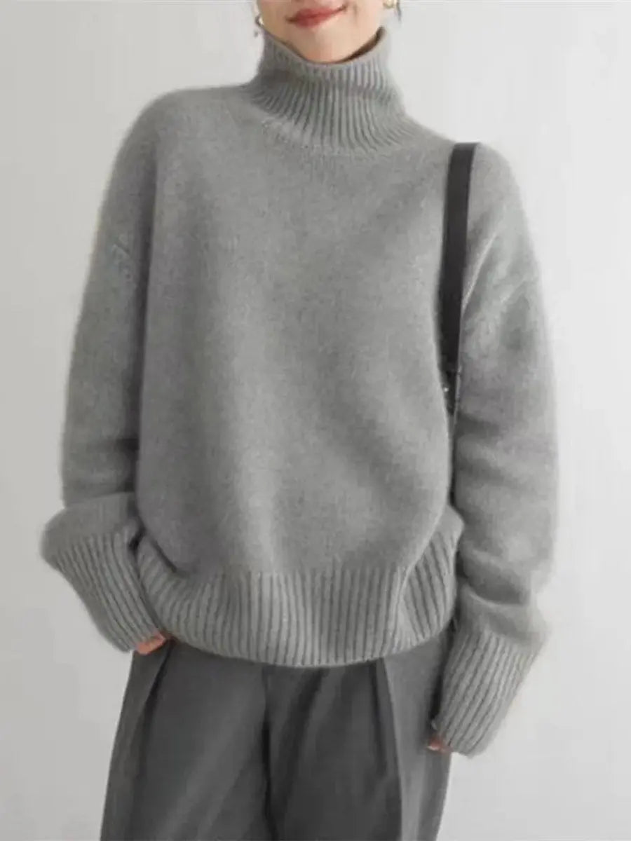 Women's Oversized Turtleneck Cashmere Knit Sweater Jumper