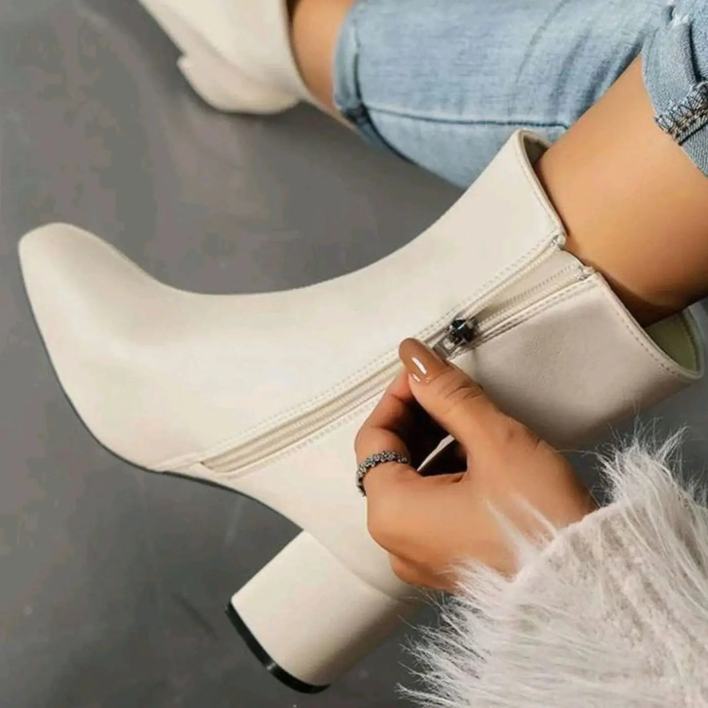Women's Patent Block-Heel Side-Zip Ankle Boots