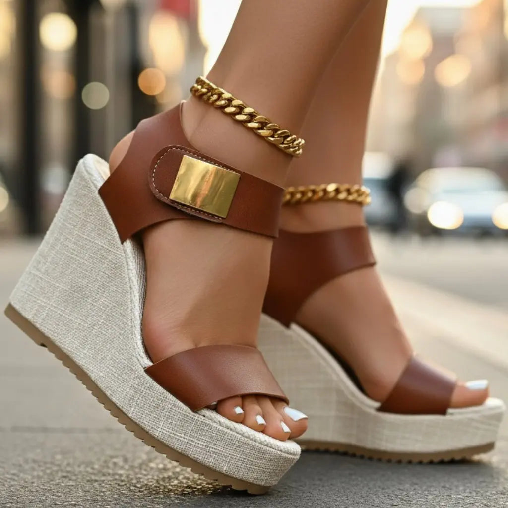 Women's Platform Wedge Sandals Orthopedic Ankle Strap