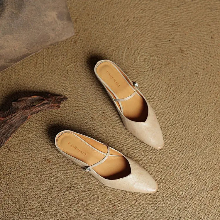 Women's Pointed Toe Mary Jane Mules with Ankle Strap