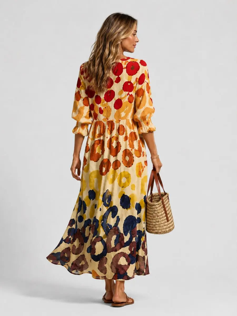 Women's Printed Maxi Shirt Dress Relaxed Flattering Fit