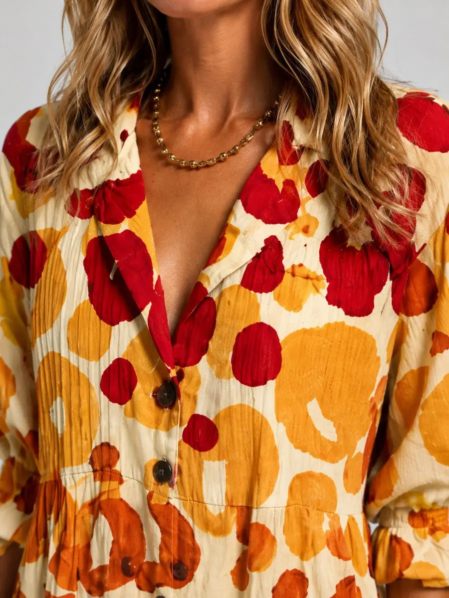 Women's Printed Maxi Shirt Dress Relaxed Flattering Fit