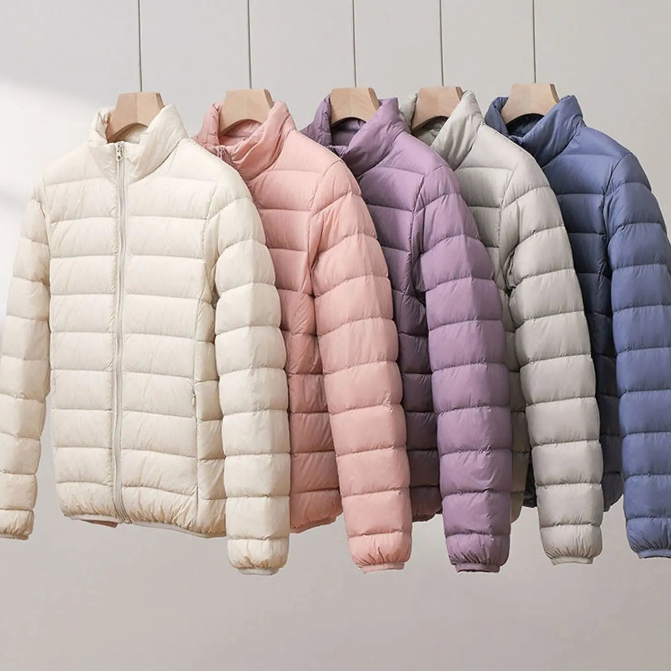 Women's Quilted Padded Puffer Coat Stand-Collar Lightweight Jacket