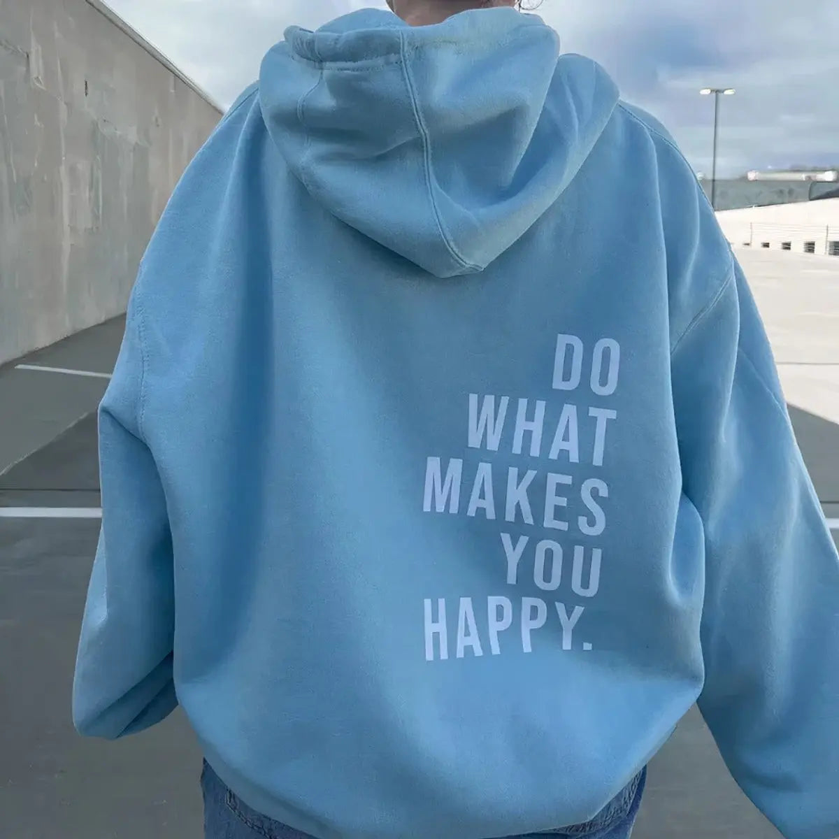 Women's Relaxed Fit Hooded Drawstring Jumper - Blue