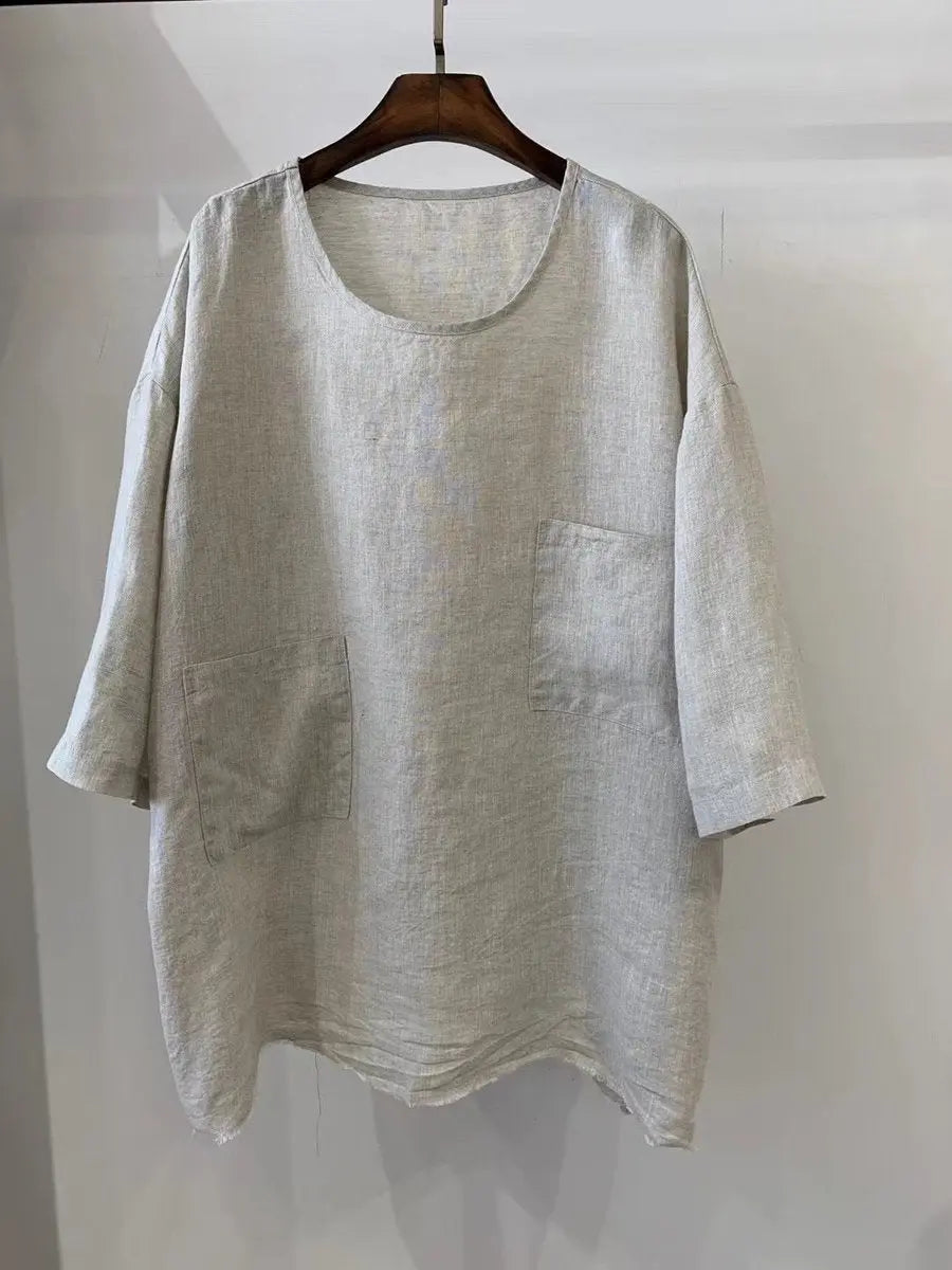Women's Relaxed-Fit Linen Patch-Pocket Tunic - 2
