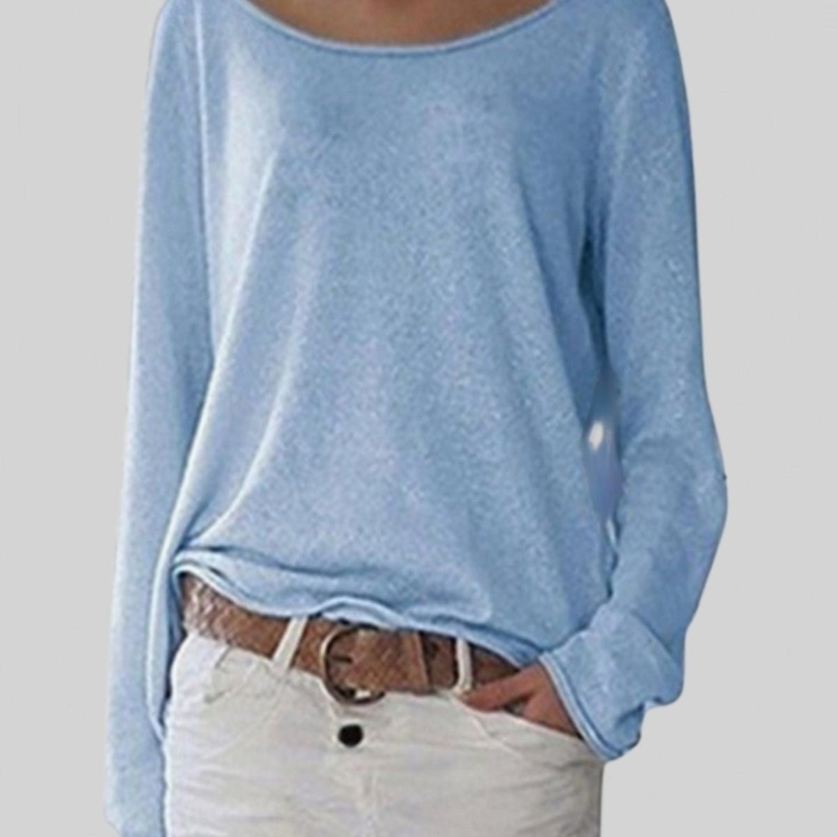 Women's Relaxed-Fit Round-Neck Long-Sleeve Pullover Jumper