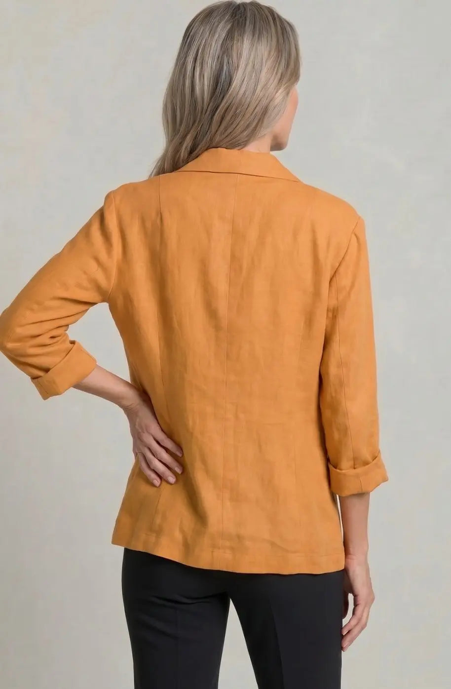 Women's Relaxed-Fit Single-Button Linen Blazer Jacket