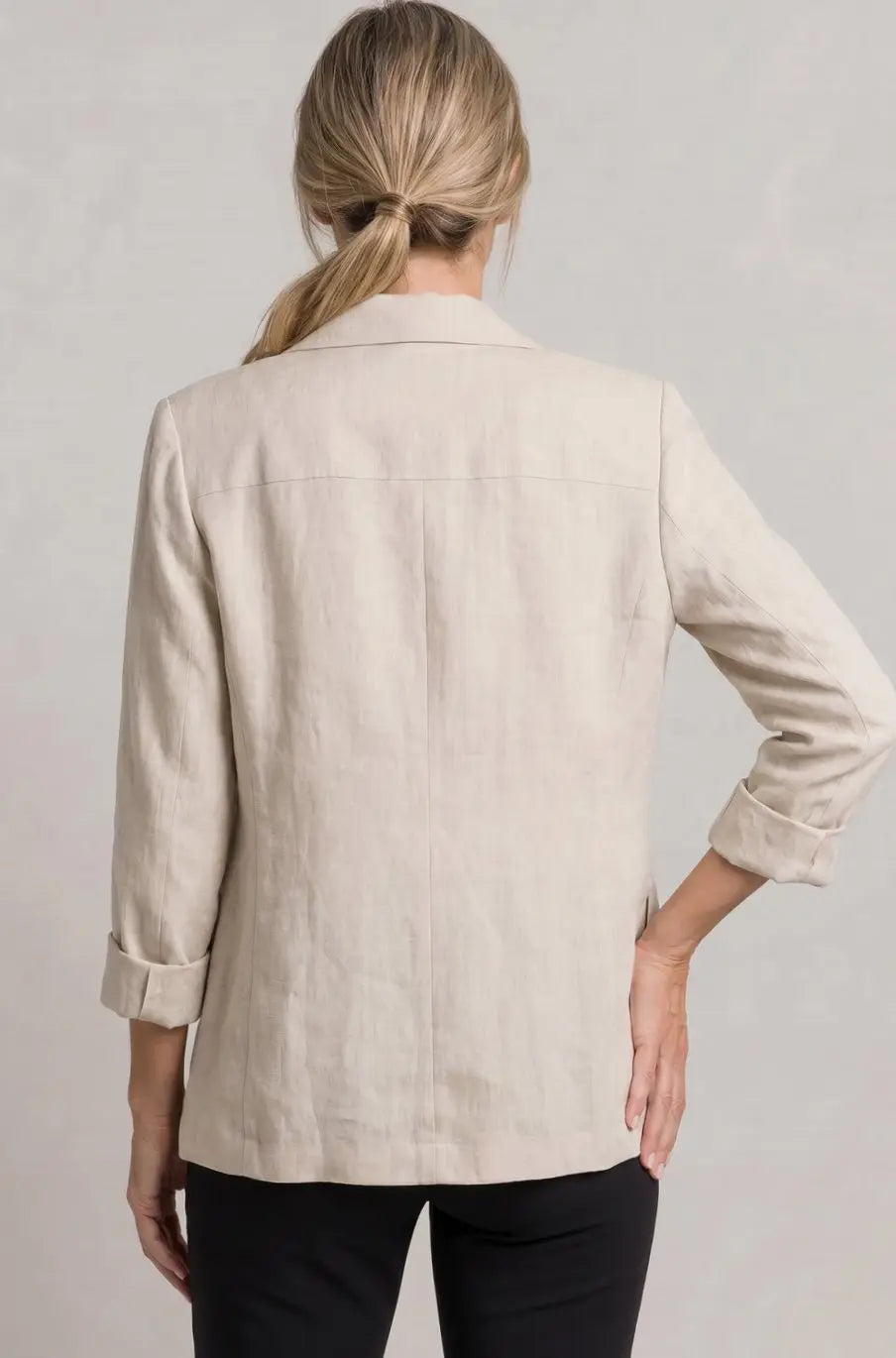 Women's Relaxed-Fit Single-Button Linen Blazer Jacket