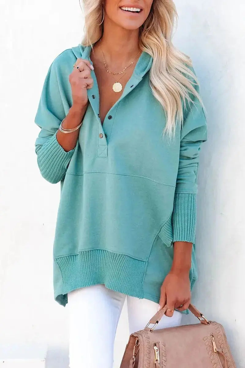 Women's Relaxed Hooded Drawstring Pullover Tunic