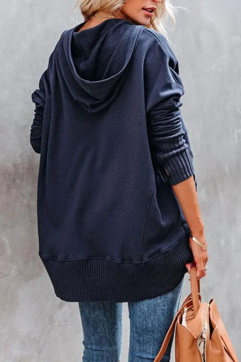 Women's Relaxed Hooded Drawstring Pullover Tunic