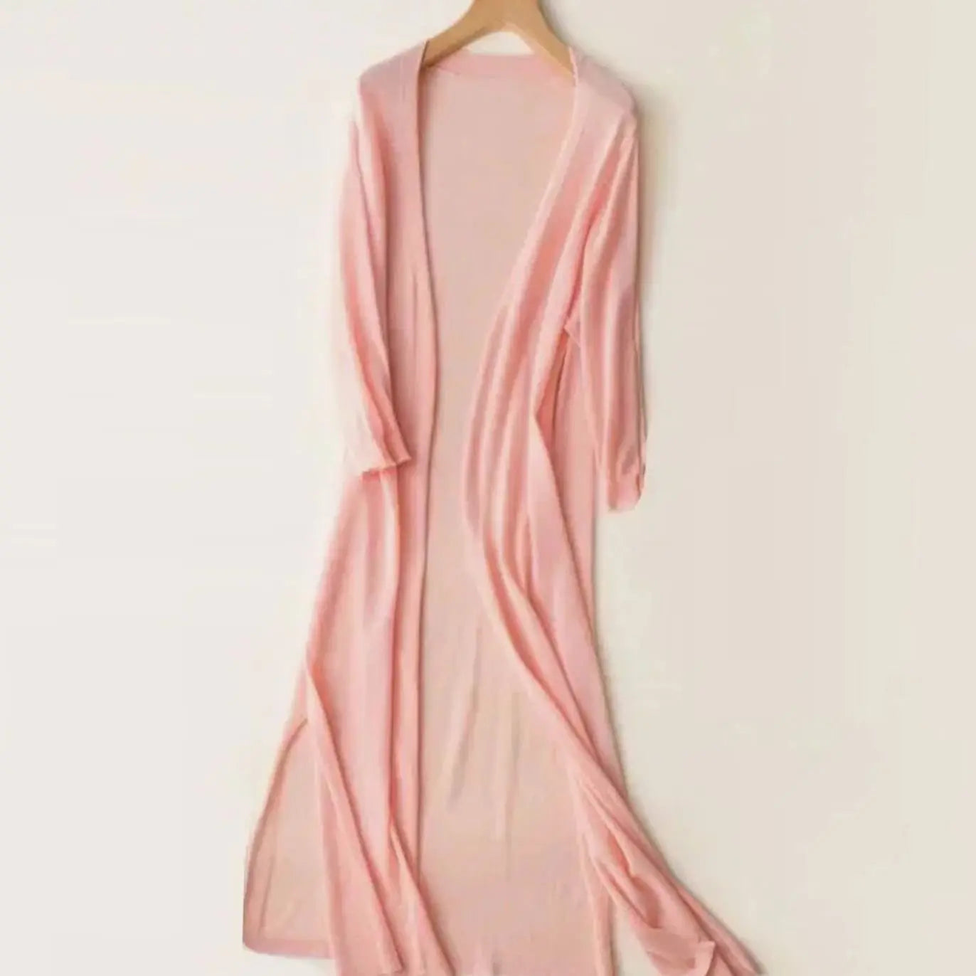 Women's Relaxed Open Front Lightweight Longline Long Cardigan - Pink