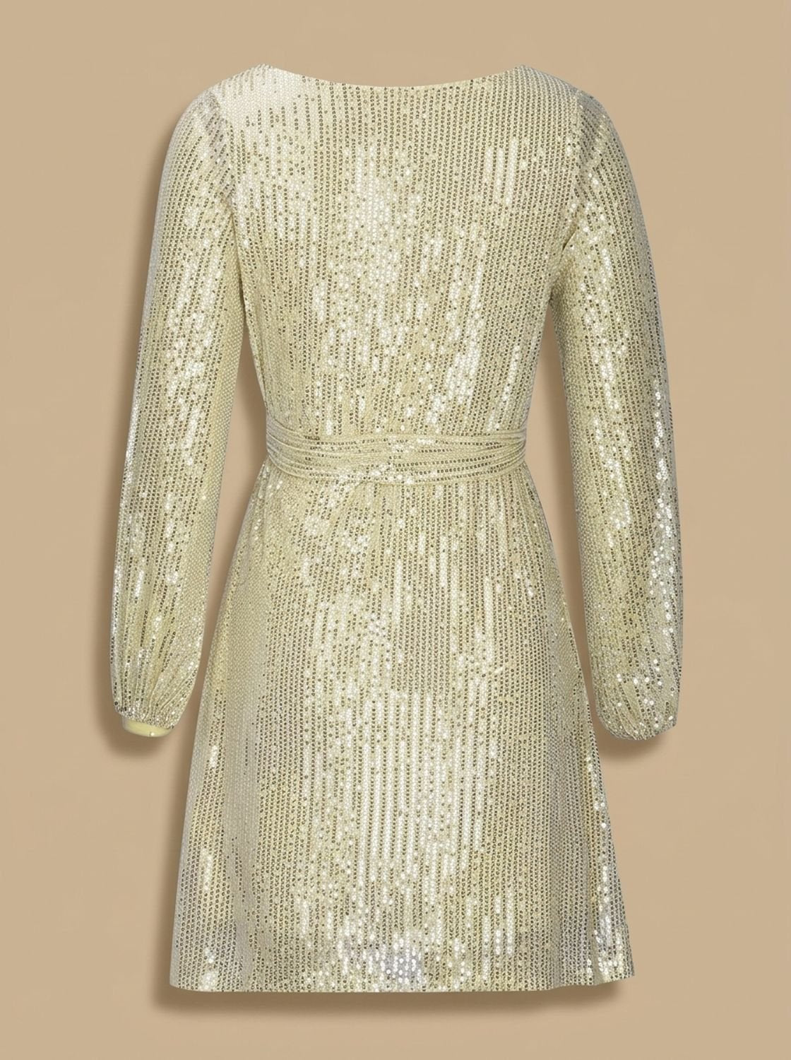 Women's Sequin Asymmetric Draped-Sleeve Christmas Party Mini Dress