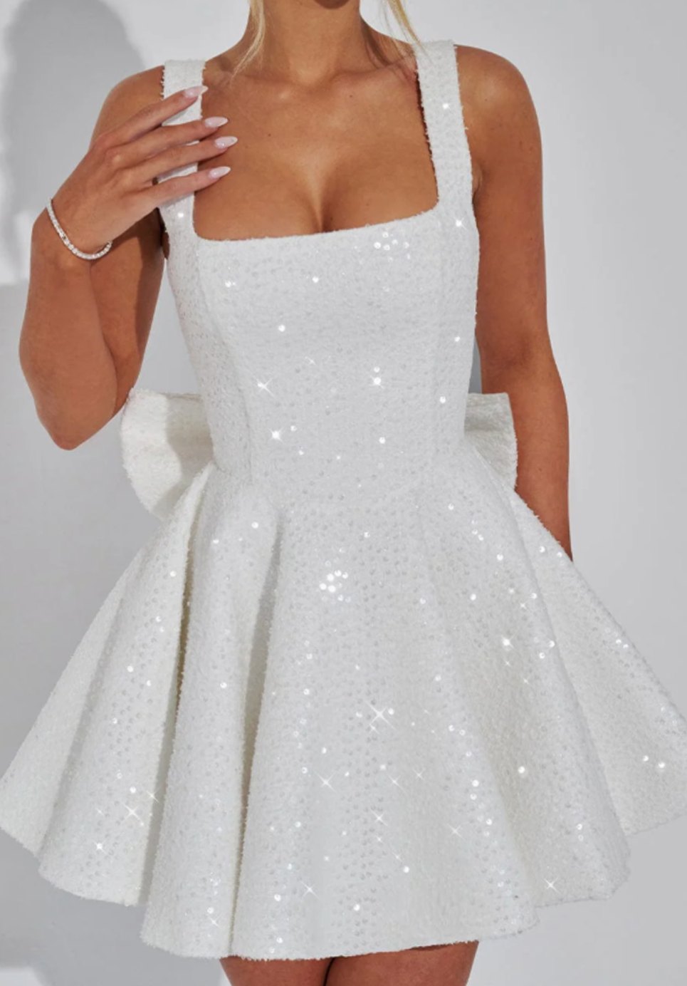 Women's Sequin Square-Neck A-Line Mini Party Dress
