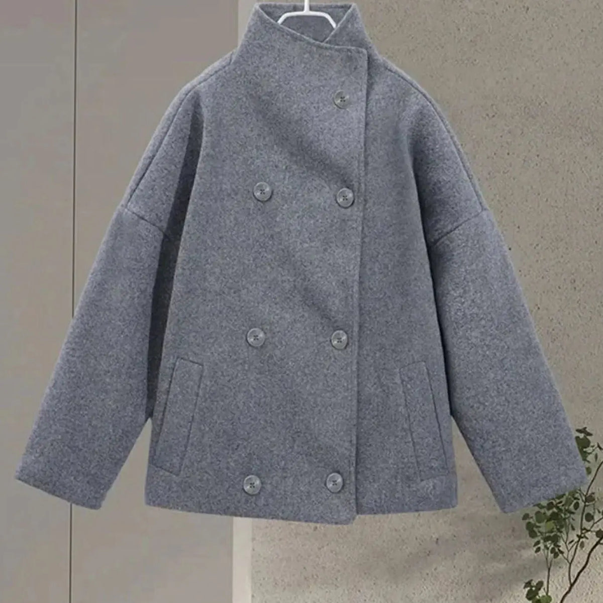 Women's Short Button-Up High-Collar Coat
