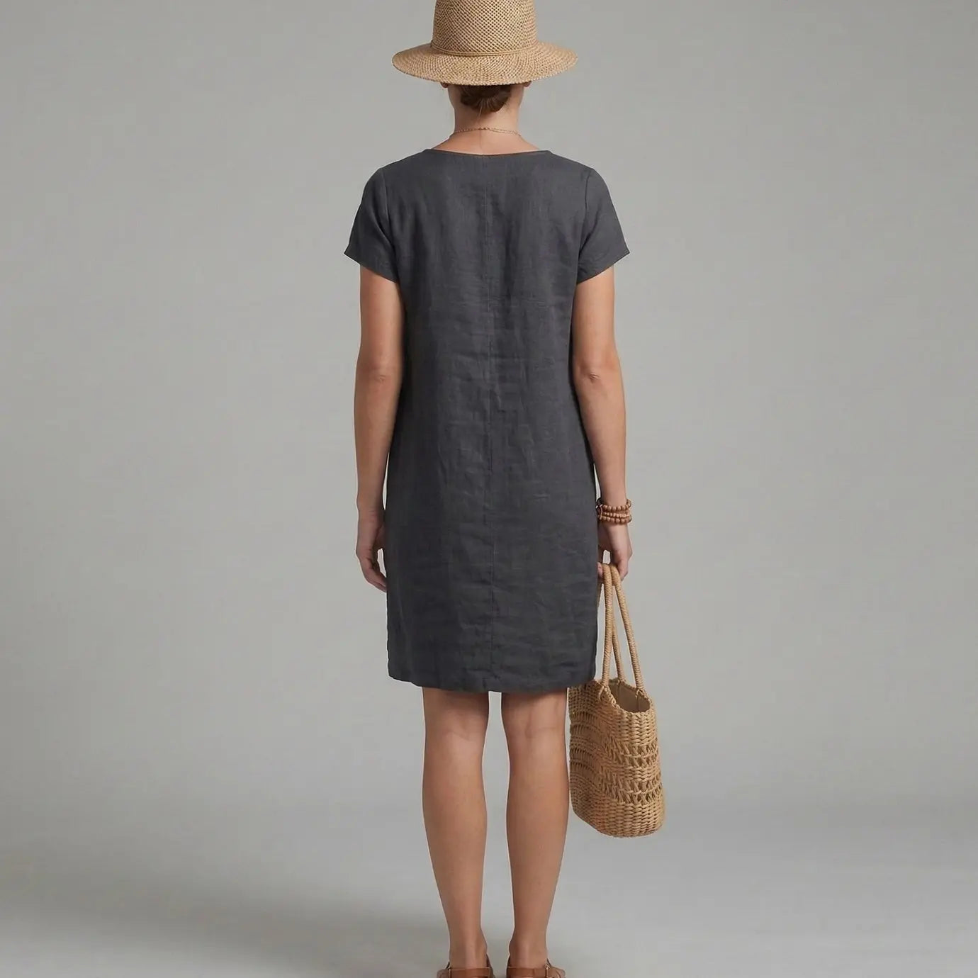 Women's Short Sleeve Mini Dress Relaxed Shift Pocket Sundress