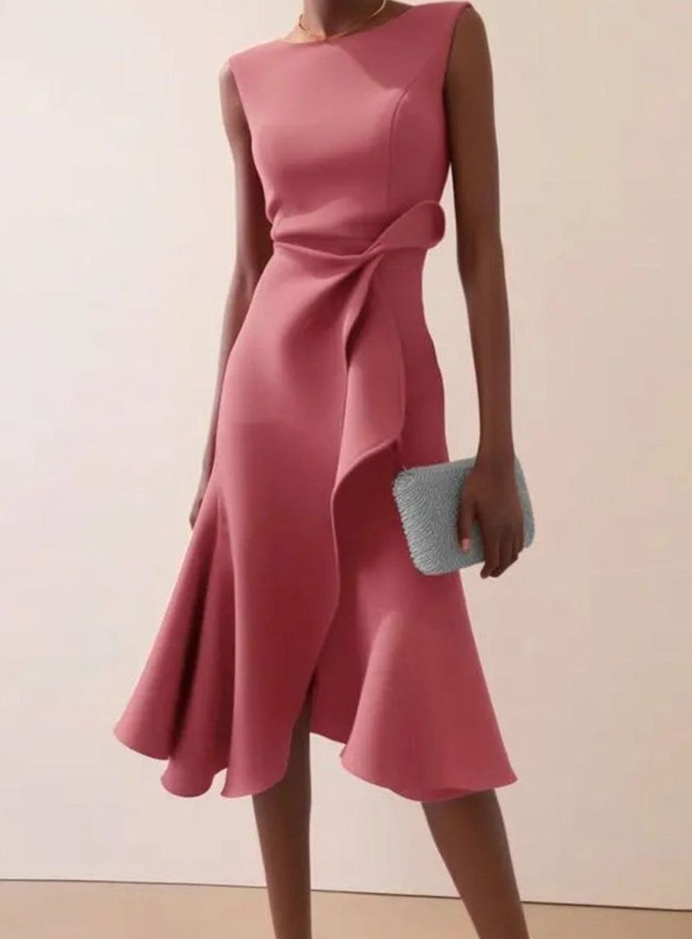 Women's Sleeveless Draped Asymmetric Hem Midi Dress - Lilac