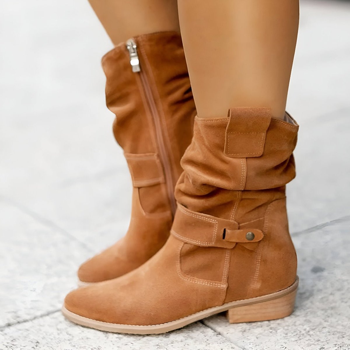 Women's Slouchy Faux Suede Knee High Boots Block Heel