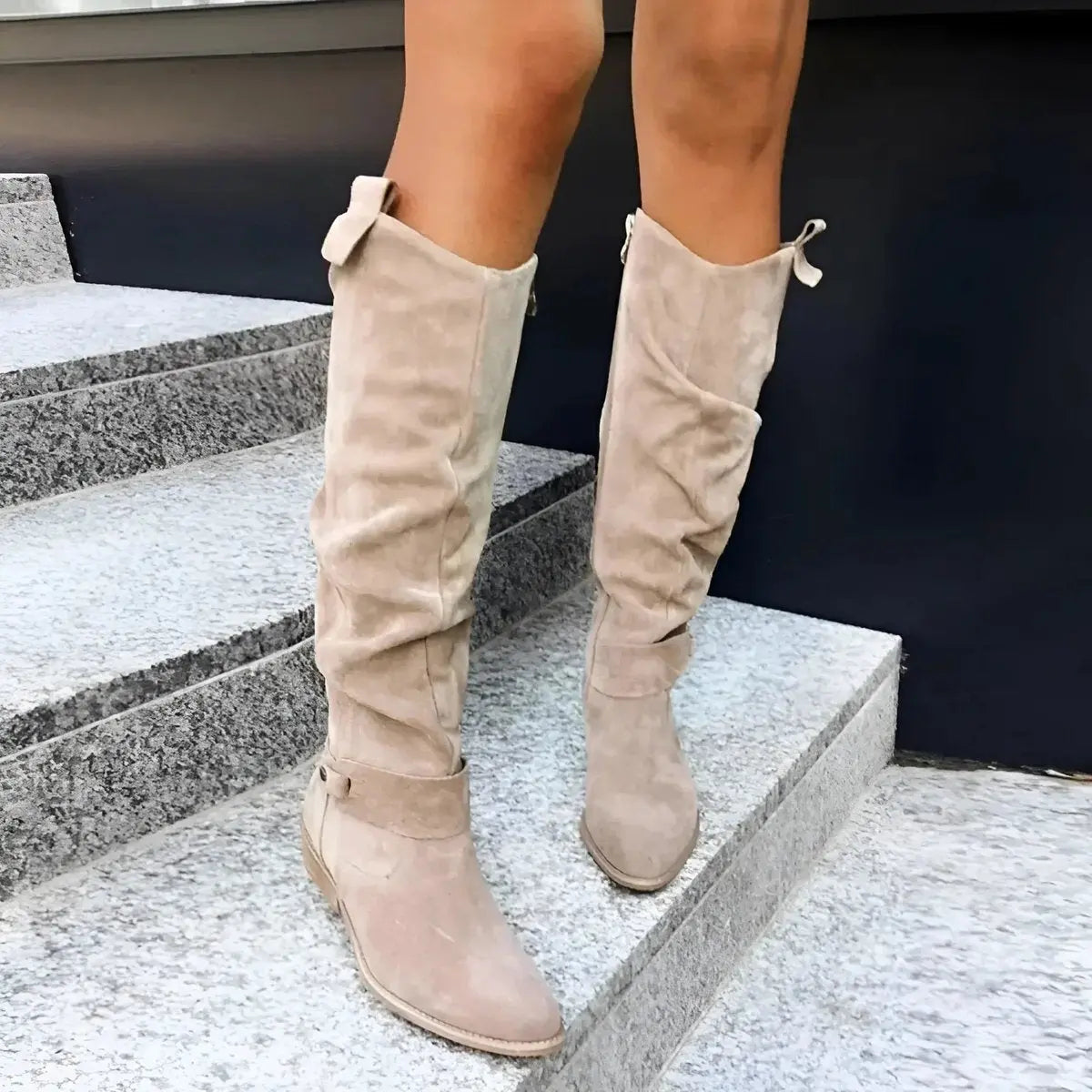 Women's Slouchy Over-the-Knee High Boots Block Heel Suede