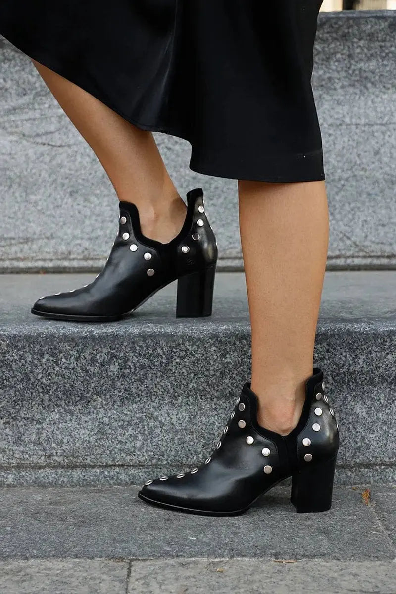 Women's Studded Block-Heel Pointed-Toe Ankle Boots