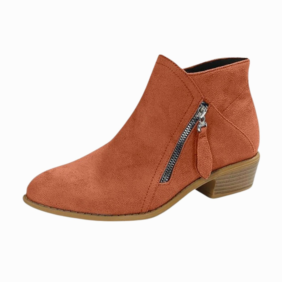 Women's Suede-Look Block-Heel Tassel Zip Ankle Boots - Orange