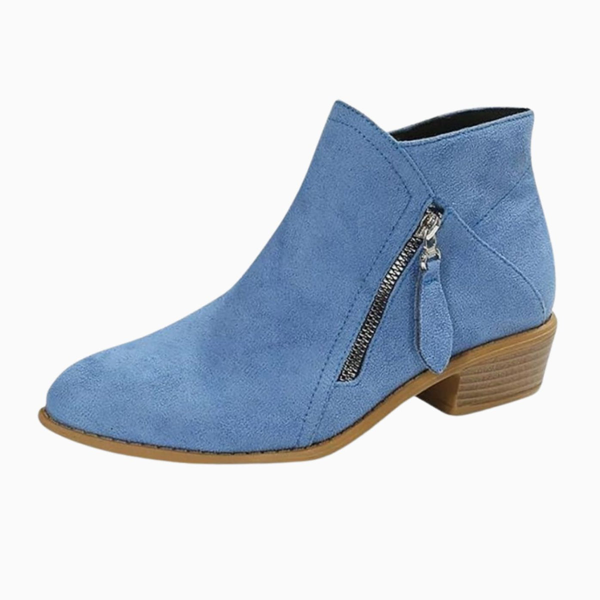 Women's Suede-Look Block-Heel Tassel Zip Ankle Boots - Blue