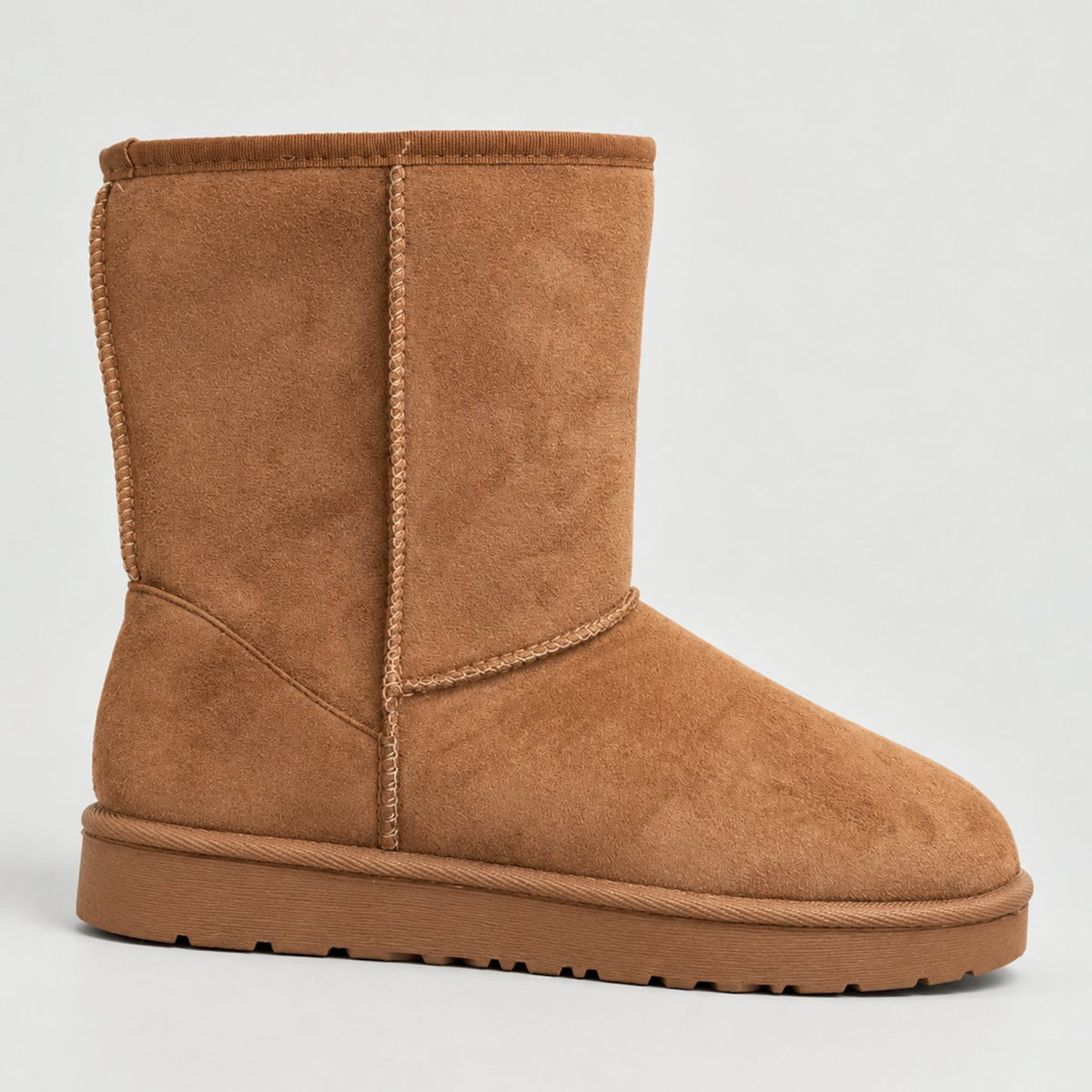 Women's Suede-Look Warm-Lined Short Winter Snow Boots - Beige