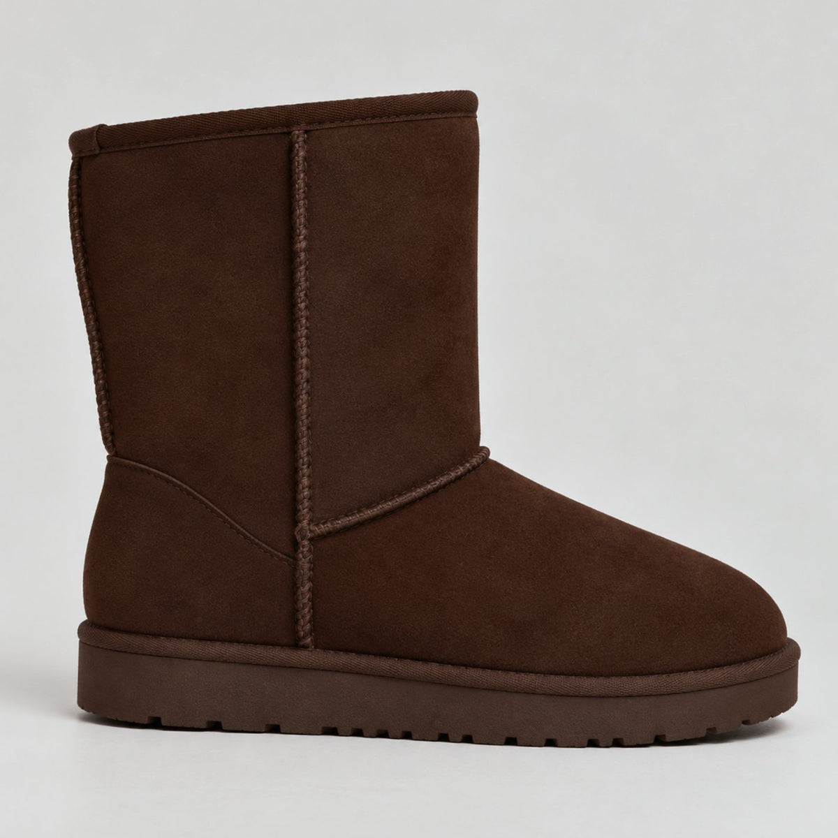 Women's Suede-Look Warm-Lined Short Winter Snow Boots - Brown