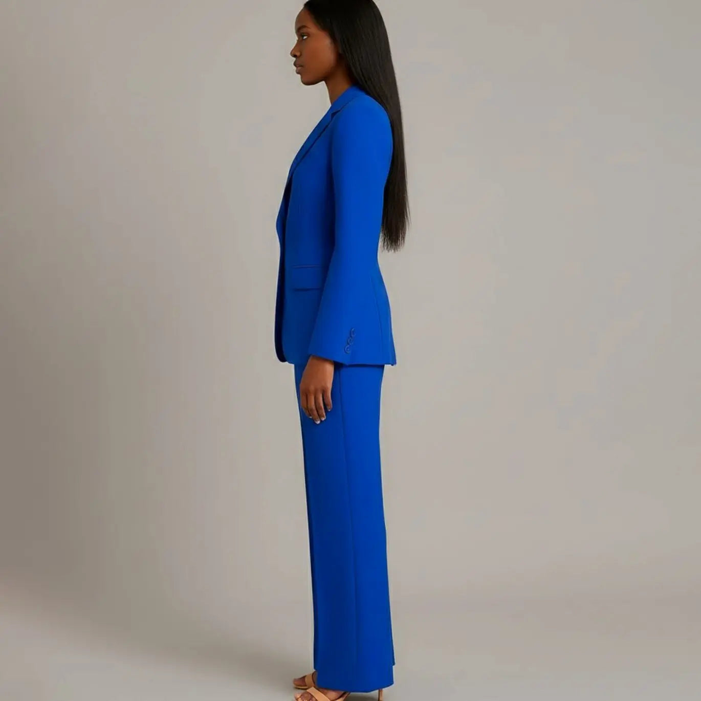 Women's Tailored Single-Button Blazer Trouser Suit Set