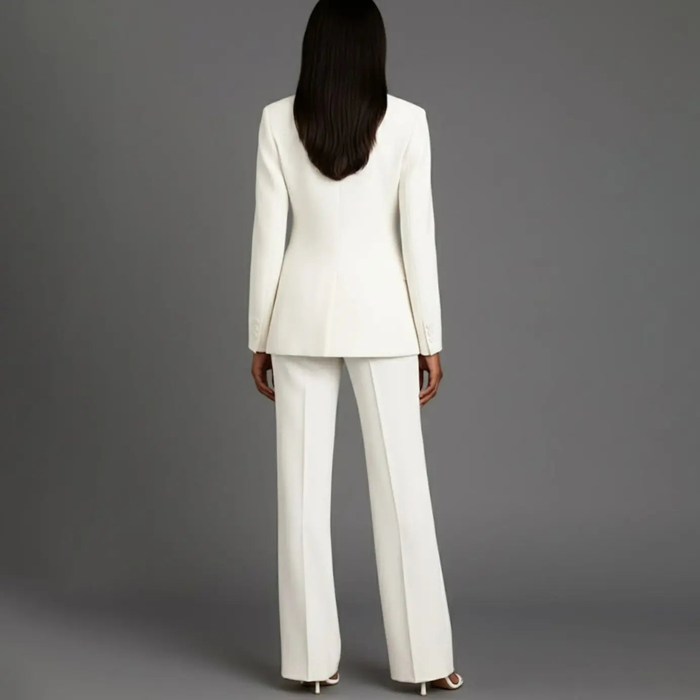 Women's Tailored Single-Button Blazer Trouser Suit Set