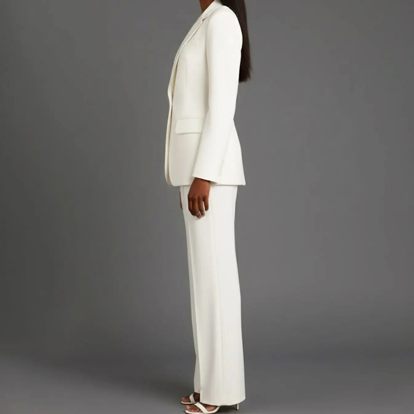 Women's Tailored Single-Button Blazer Trouser Suit Set