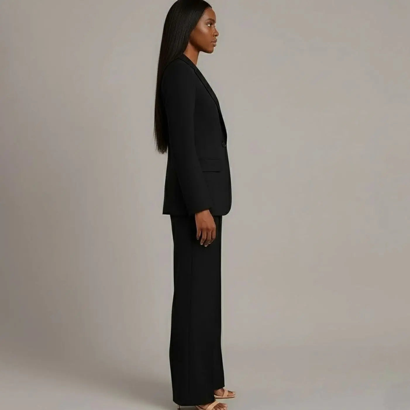Women's Tailored Single-Button Blazer Trouser Suit Set