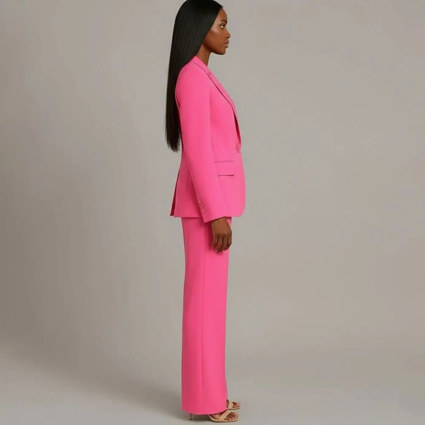 Women's Tailored Single-Button Blazer Trouser Suit Set