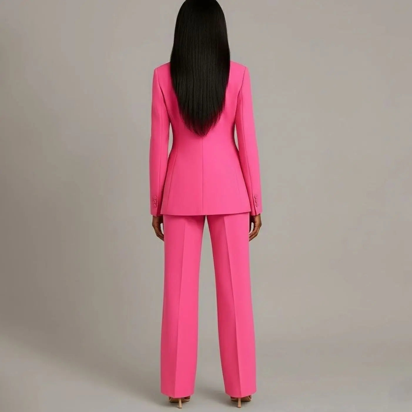 Women's Tailored Single-Button Blazer Trouser Suit Set