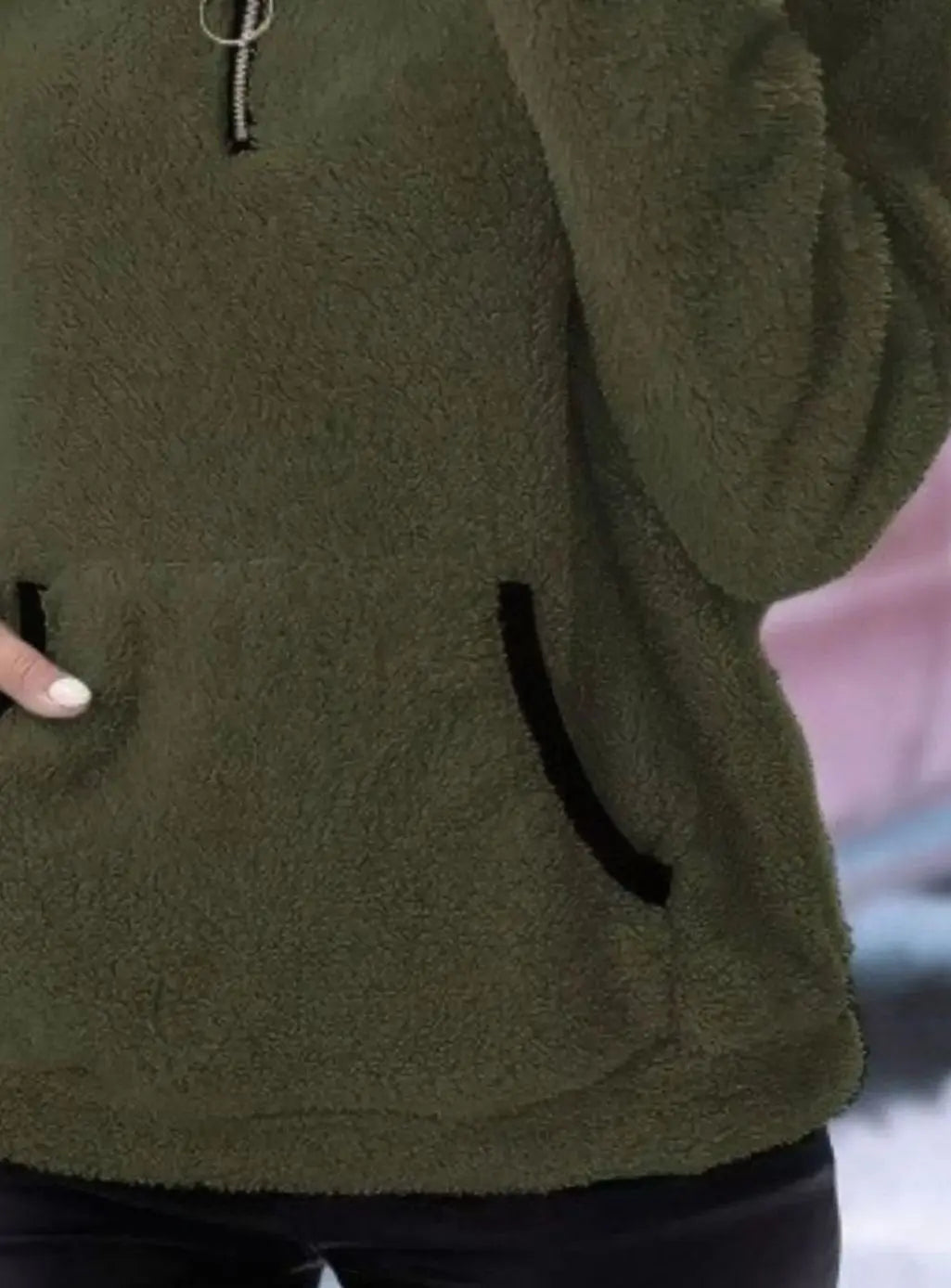 Women's Teddy Fleece Half-Zip Kangaroo Pocket Jumper