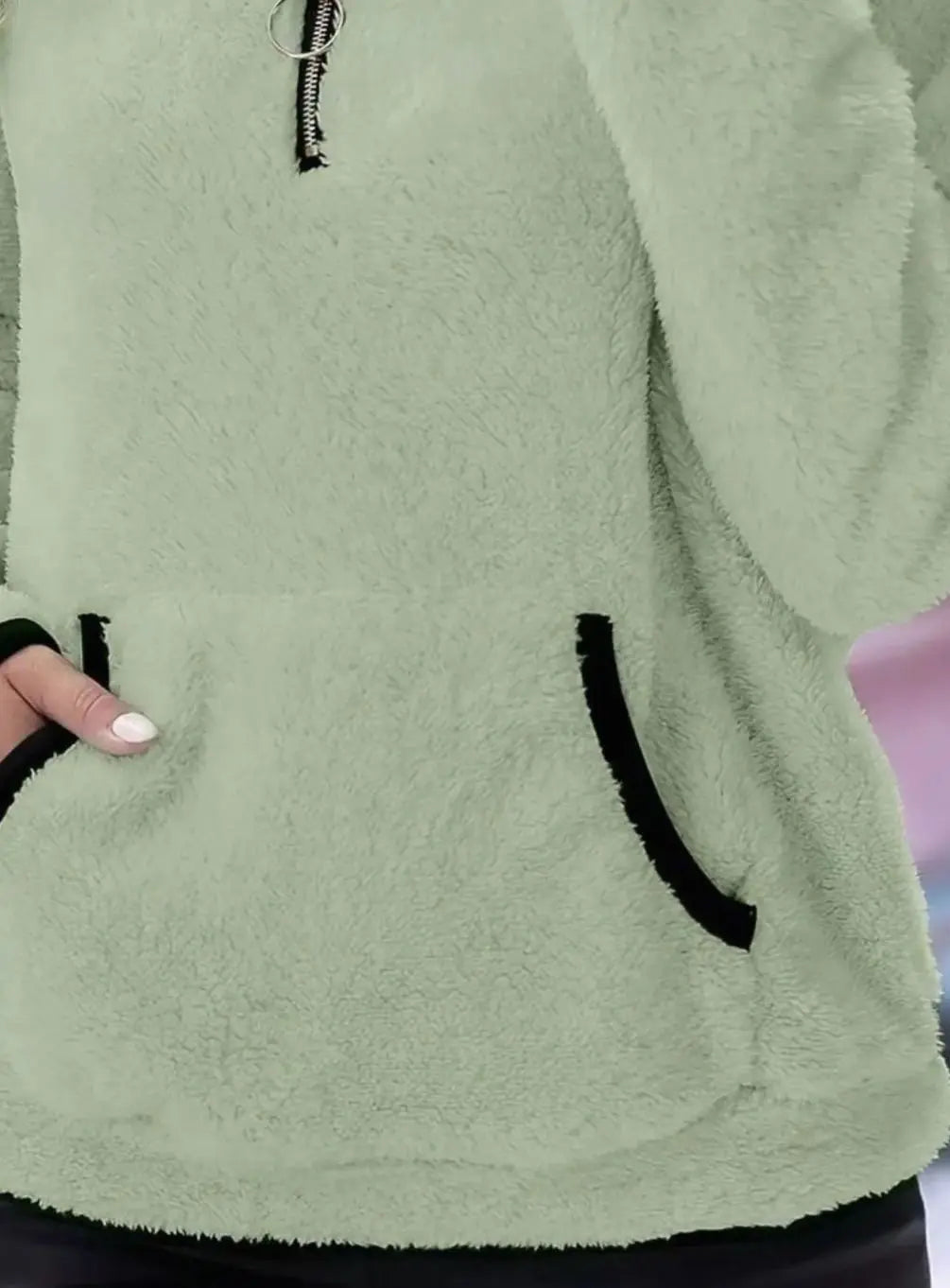 Women's Teddy Fleece Half-Zip Kangaroo Pocket Jumper