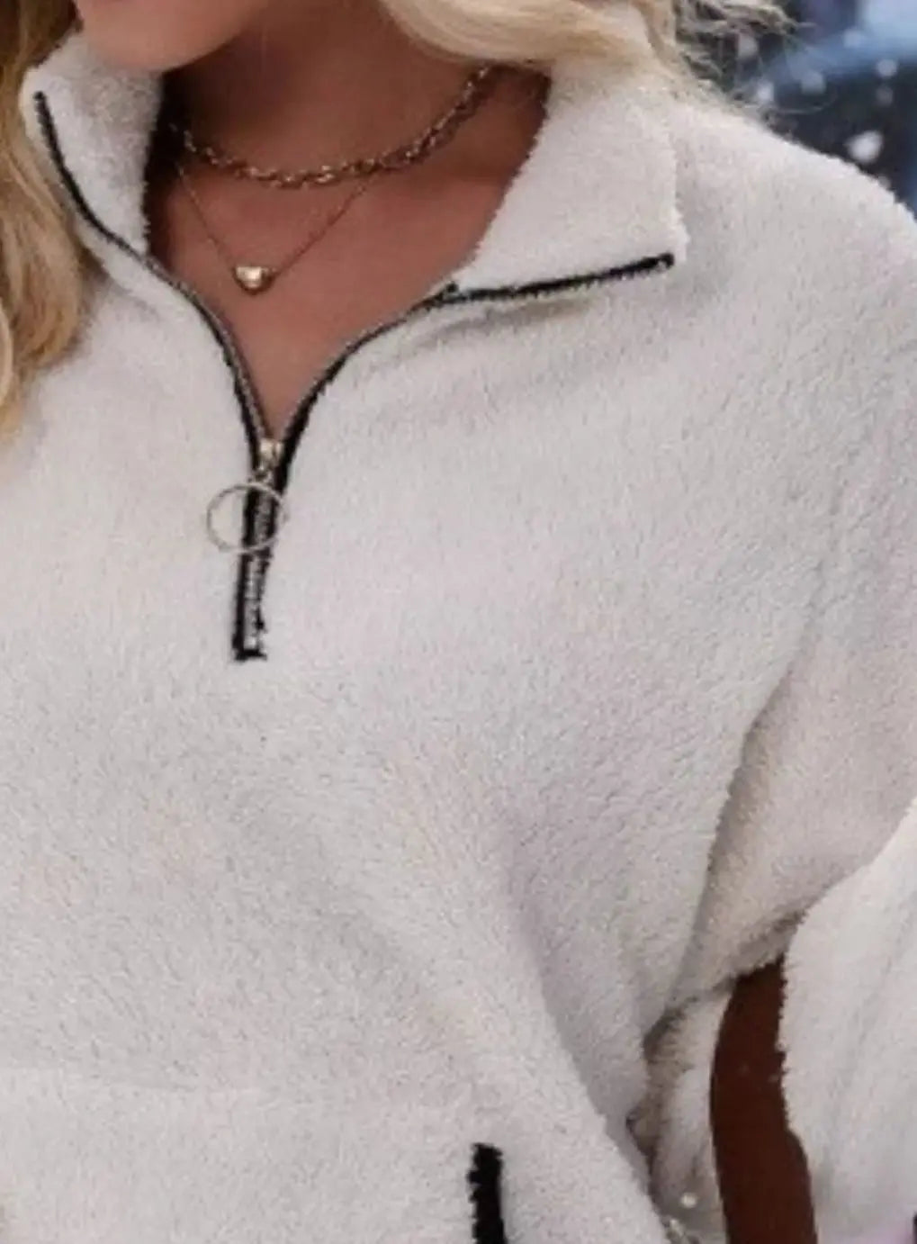 Women's Teddy Fleece Half-Zip Kangaroo Pocket Jumper