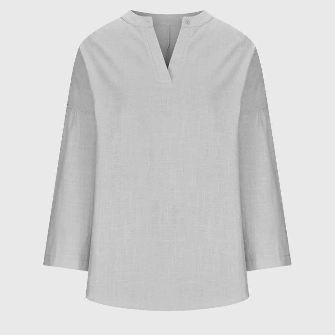 Women's V-Neck Tunic Blouse Long Sleeve Relaxed Fit