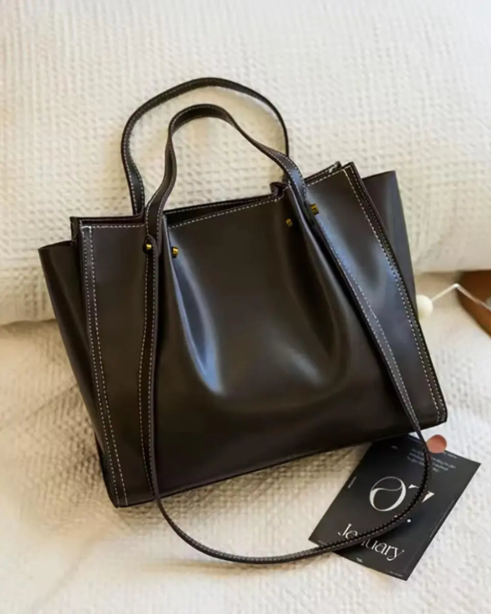 Women's Vegan Leather Minimalist Everyday Tote Bag