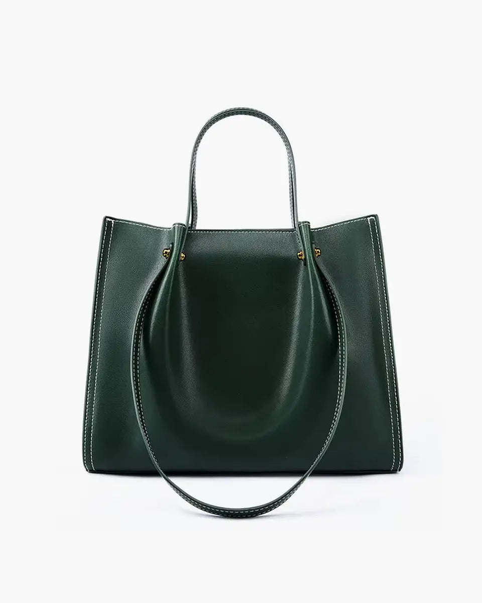 Women's Vegan Leather Minimalist Everyday Tote Bag - Green