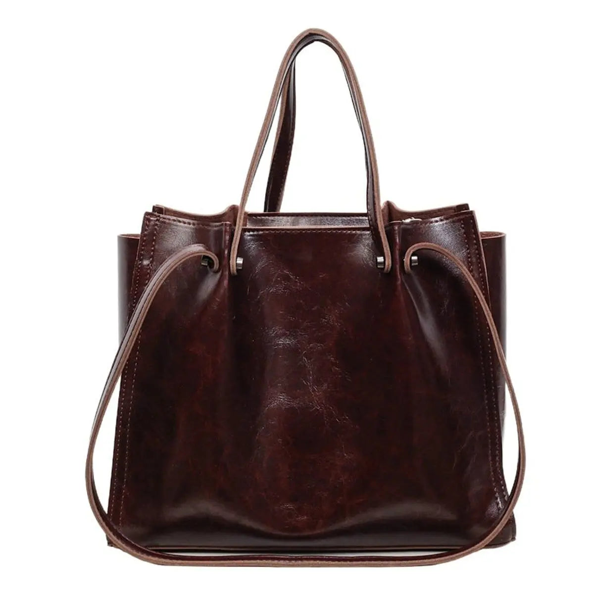Women's Vegan Leather Minimalist Everyday Tote Bag - Maroon